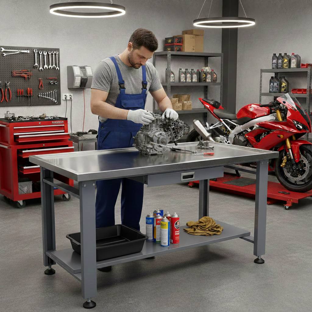 59 inch Large Heavy Duty Machine Teardown Table with Drain Hole